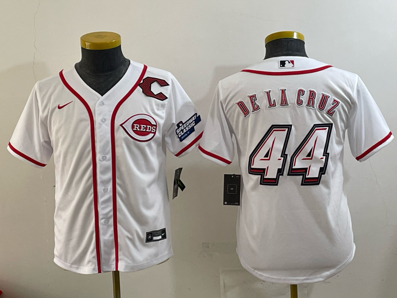 youth Cincinnati Reds #44 Delacruz White Nike MLB 2025 Jersey 003->youth mlb jersey->Youth Jersey